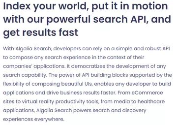Fast results with Algolia