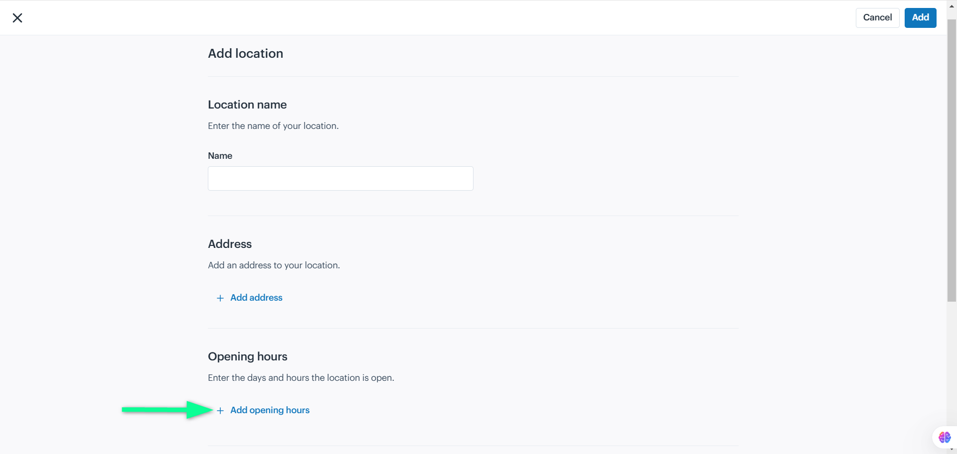  add location opening hours