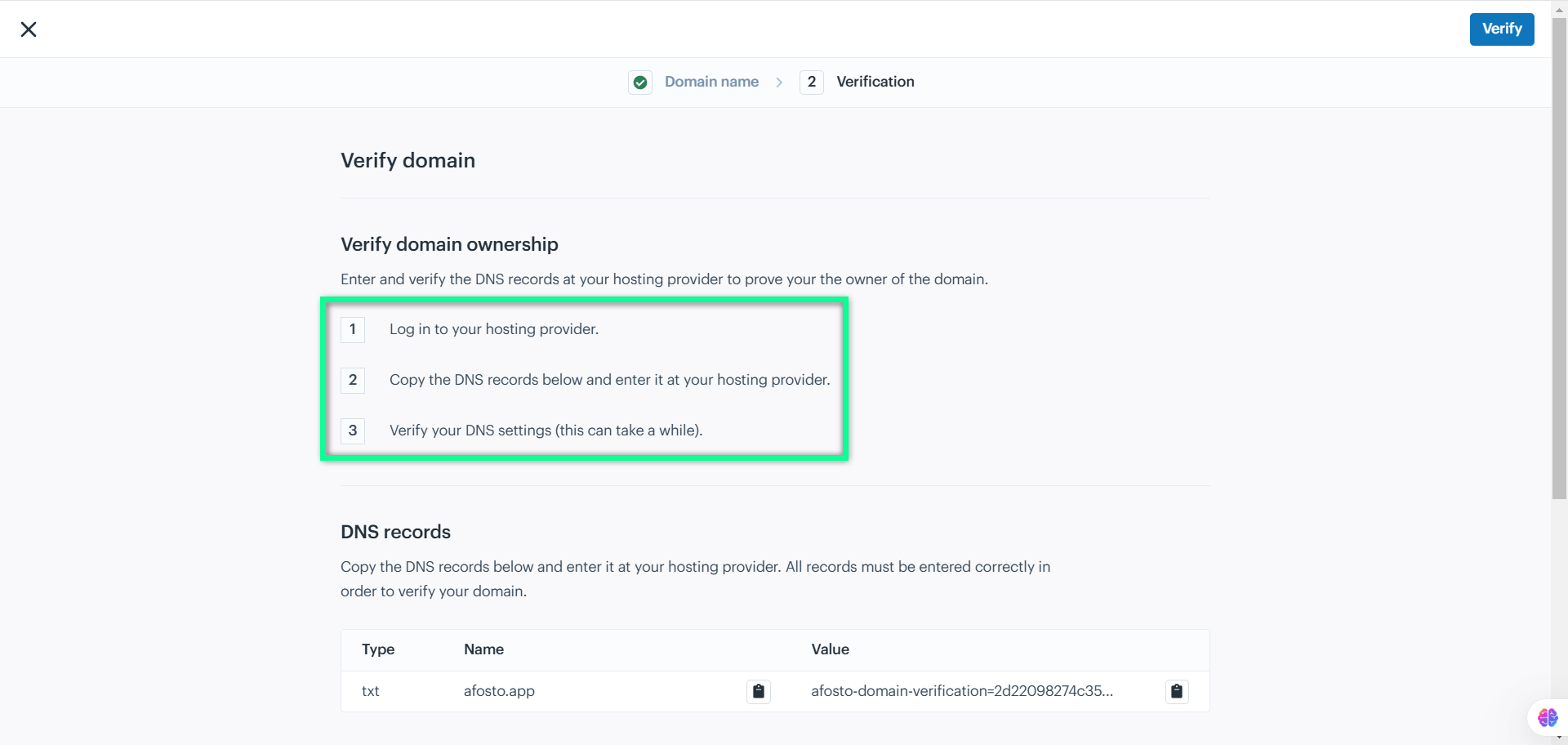 verify domain ownership