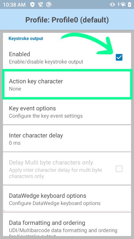 Keystroke output instellingen