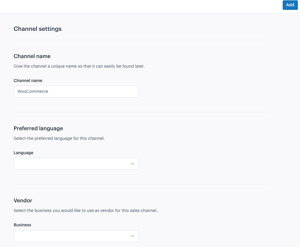 Channel Settings Woocommerce