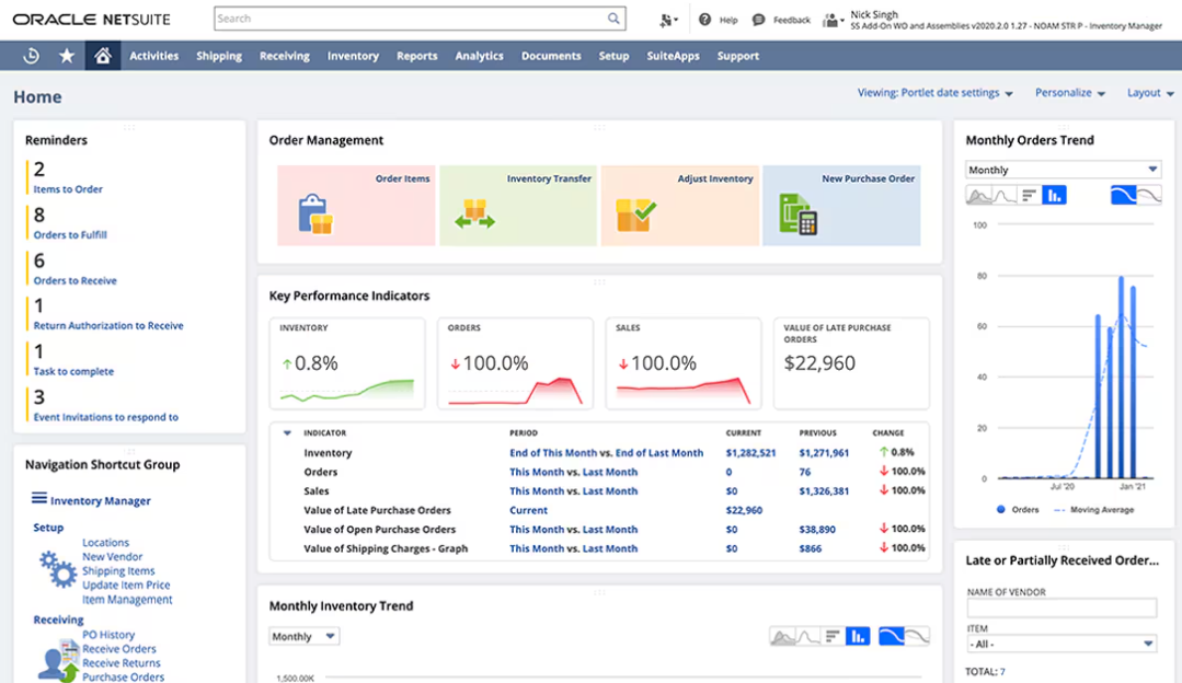 Dashboard | Oracle Netsuit | Afosto Blog