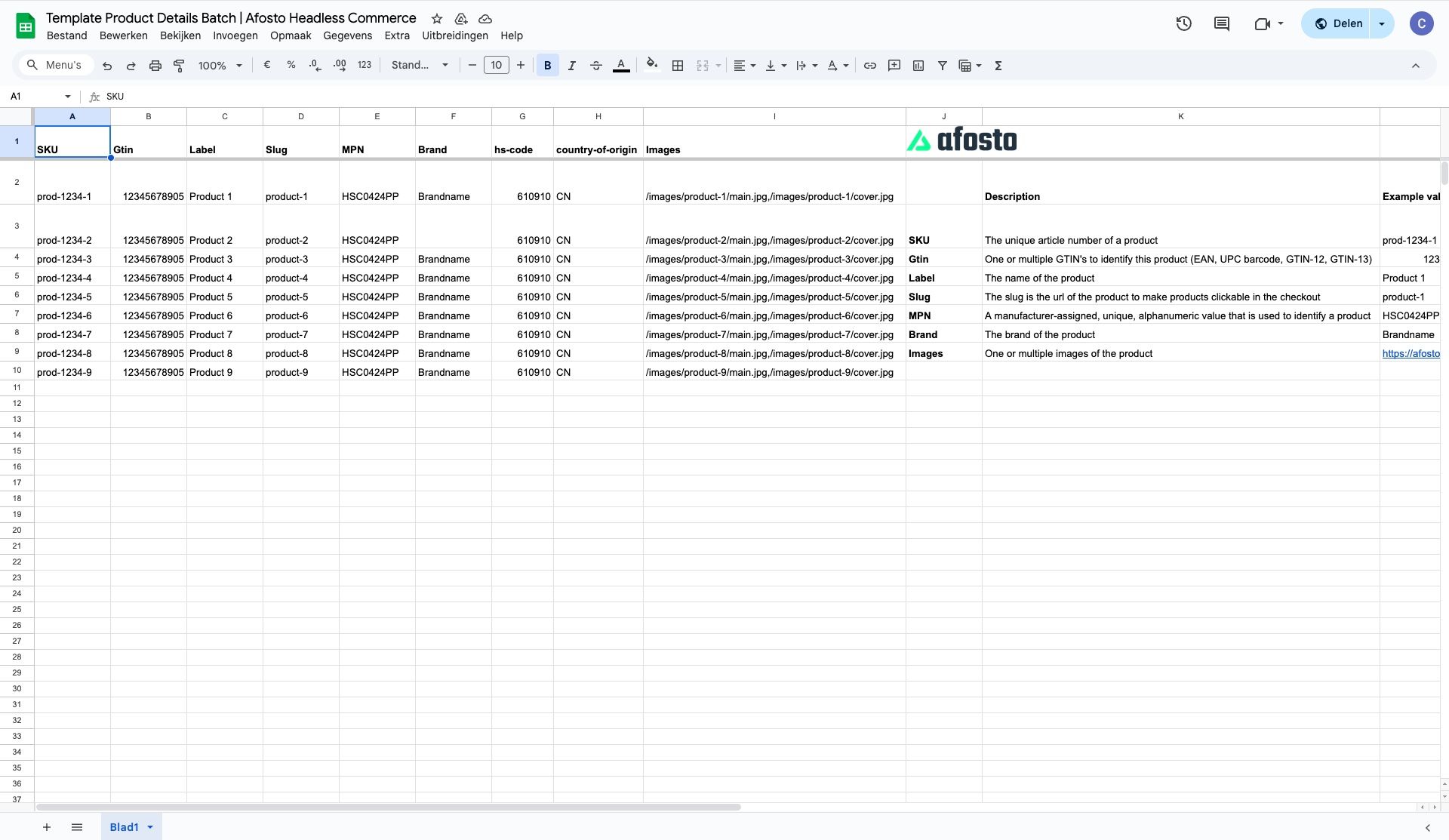screenshot google sheets template