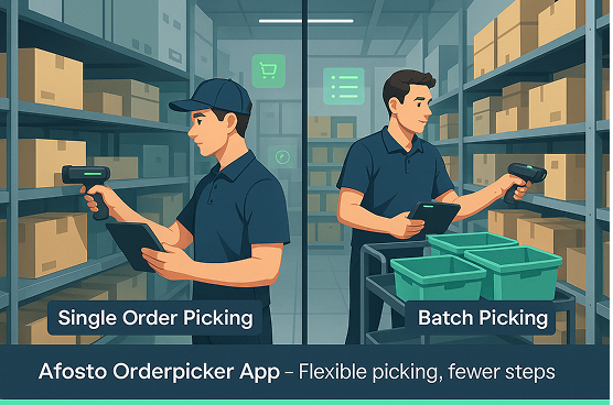 illustratie single order picking vs batch picking