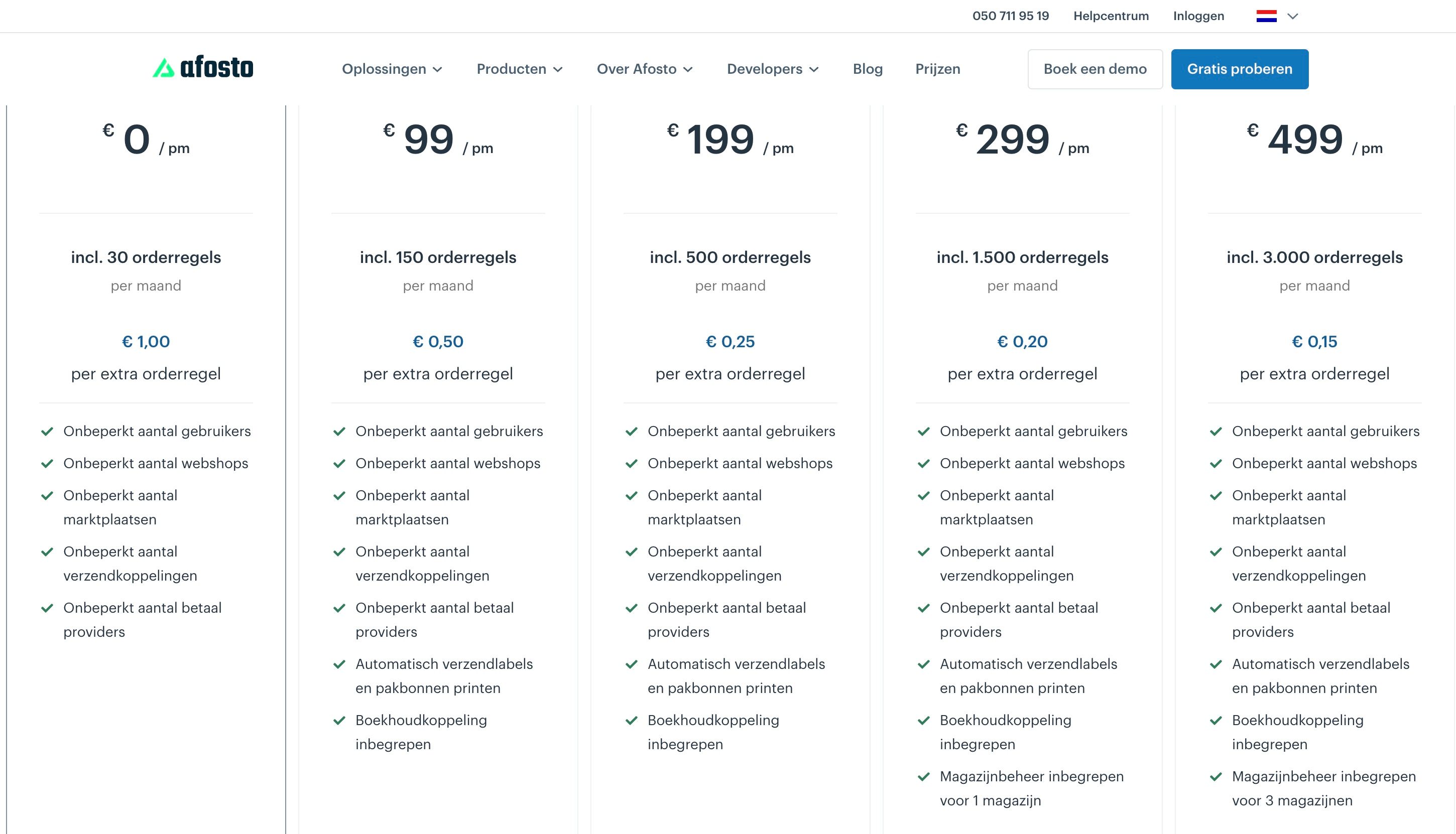 Afbeelding van pricing van Afosto