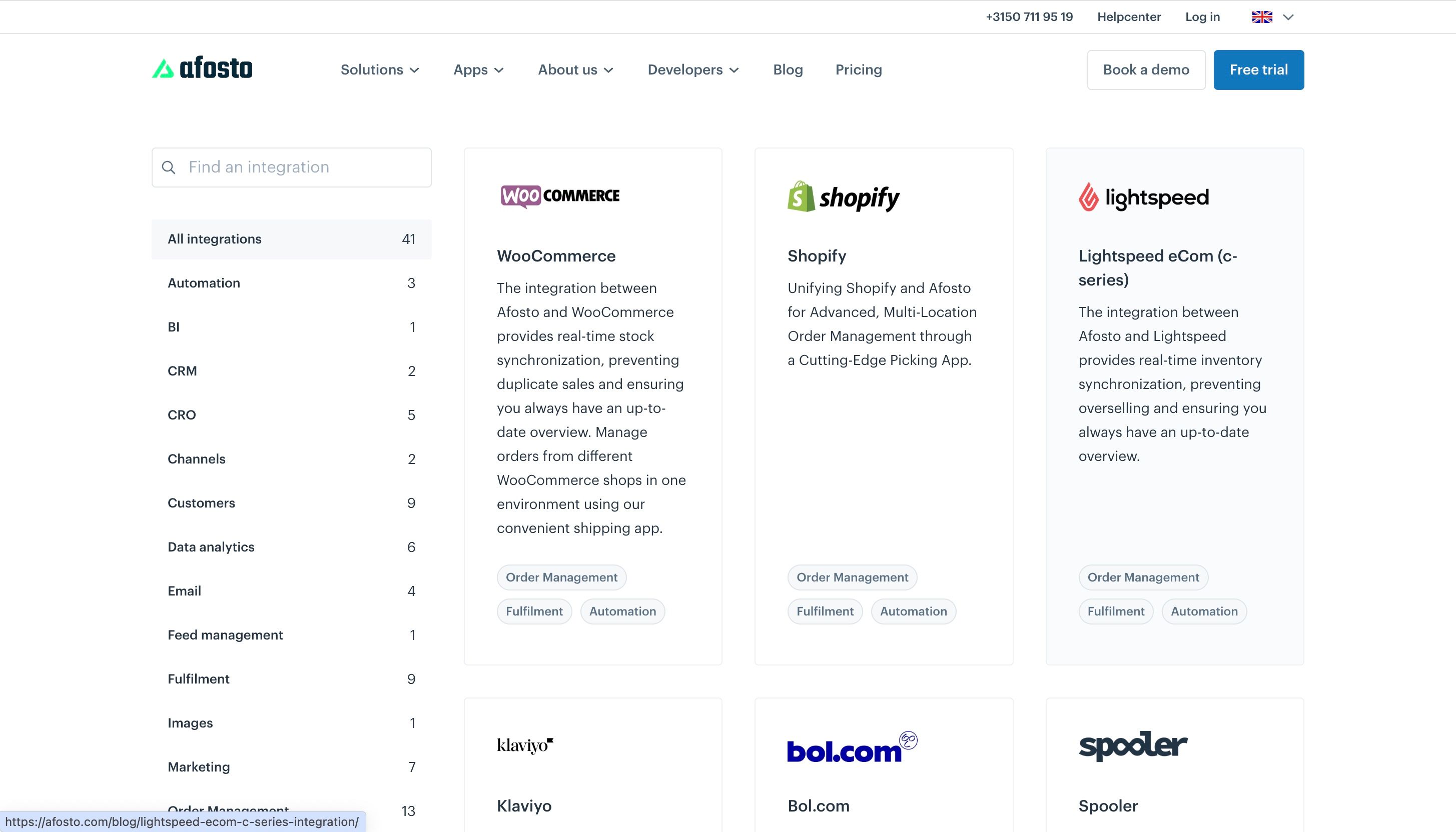 Afosto integrations
