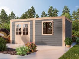 WoodAcademy houten tuinhuis Borniet Essential grigio Foto van WoodAcademy houten tuinhuis Borniet Essential grigio