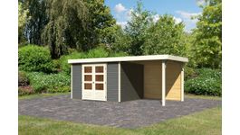 Karibu 9156 Askola 5 tuinhuis met overkapping - terragrijs Foto van Karibu 9156 Askola 5 tuinhuis met overkapping - terragrijs