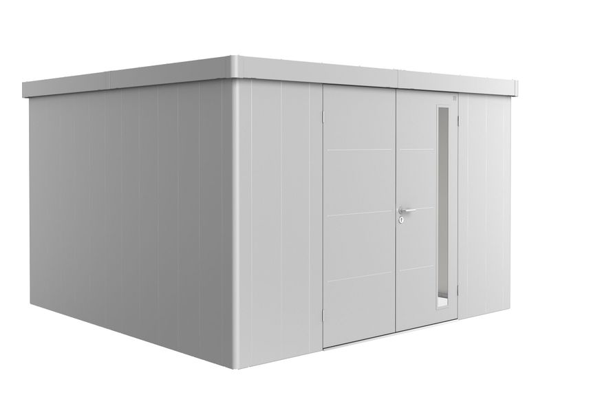 Biohort Neo 4D metalen tuinhuis zilver-metallic dubbele deur Foto van Biohort Neo 4D metalen tuinhuis zilver-metallic dubbele deur