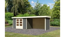 Karibu 92074 Askola 4 tuinhuis met overkapping - terragrijs Foto van Karibu 92074 Askola 4 tuinhuis met overkapping - terragrijs