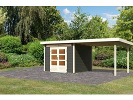 Foto von Karibu 9239 Kandern 6 Gartenhaus mit Anbaudach - Terragrau