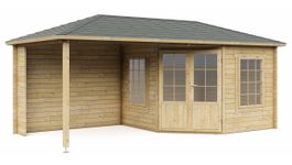 Interflex blokhut met overkapping 3055 Z Plus - geïmpregneerd Foto van Interflex blokhut met overkapping 3055 Z Plus - geïmpregneerd