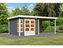 Foto von Karibu 31547 Kastorf 6 Gartenhaus mit Anbaudach - Terragrau