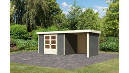 Karibu 9157 Askola 5 tuinhuis met overkapping - terragrijs Foto van Karibu 9157 Askola 5 tuinhuis met overkapping - terragrijs