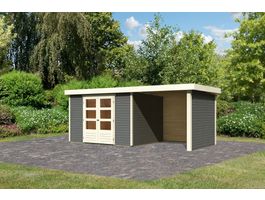 Karibu 9157 Askola 5 Gartenhaus mit Anbaudach - Terragrau Foto von Karibu 9157 Askola 5 Gartenhaus mit Anbaudach - Terragrau