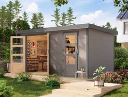 Foto van Karibu 12499 Merkur tuinhuis - watergrijs|grijsaluminium