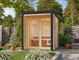 Karibu 214 Ares 1 buitensauna - vuren|antraciet Foto van Karibu 214 Ares 1 buitensauna - vuren|antraciet