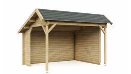 Interflex Hölzerne Schuppen mit Satteldach 3832 - Imprägniert Foto von Interflex Hölzerne Schuppen mit Satteldach 3832 - Imprägniert