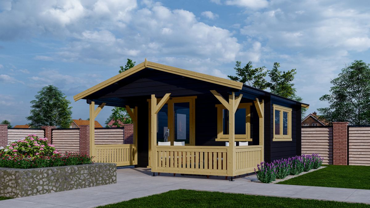 Interflex Blockhütte 4x3+2 - gestrichen