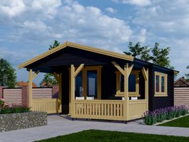 Interflex Blockhütte 4x3+2 - gestrichen Foto von Interflex Blockhütte 4x3+2 - gestrichen