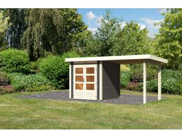 Foto von Karibu 97808 Kandern 1 Gartenhaus mit Anbaudach - Terragrau