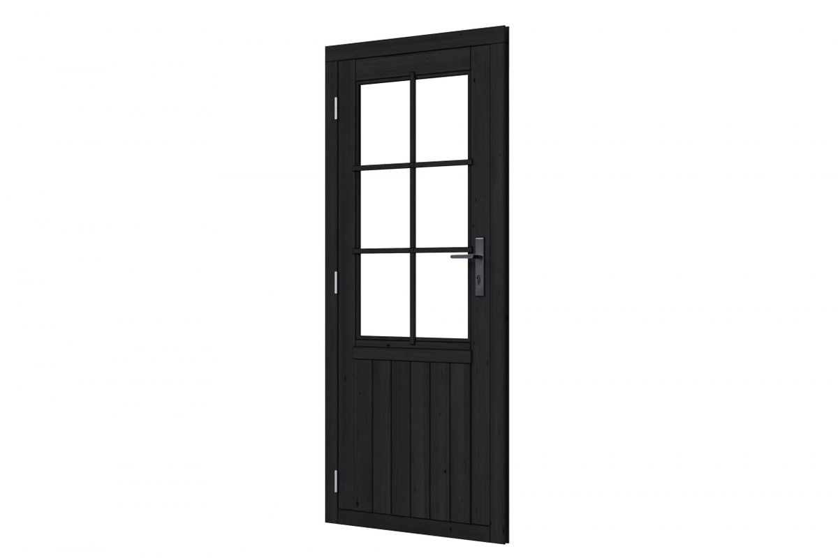Woodacademy enkele deur half glas - zwart - linksdraaiend
