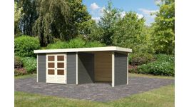 Karibu 92072 Askola 4 tuinhuis met overkapping - terragrijs Foto van Karibu 92072 Askola 4 tuinhuis met overkapping - terragrijs