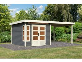 Foto von Karibu 31543 Kastorf 6 Gartenhaus mit Anbaudach - Terragrau