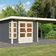 Karibu Kastorf 6 Gartenhaus mit Anbaudach 320 cm - terragrau (31543)