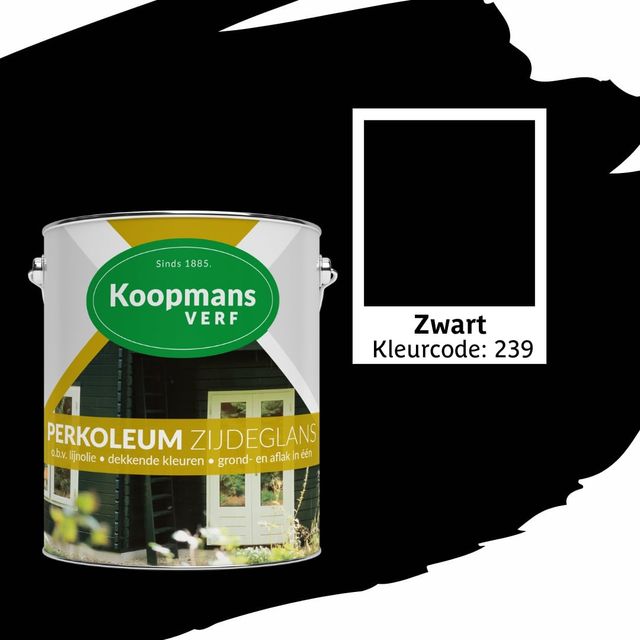Foto van Koopmans Perkoleum, Zwart 239, 2,5L Zijdeglans