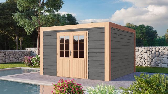Foto van WoodAcademy houten tuinhuis Emerald Excellent grigio 400x300 cm