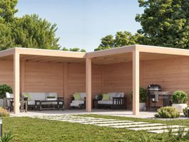 Foto van WoodAcademy Douglas overkapping L-model Moonstone Essential