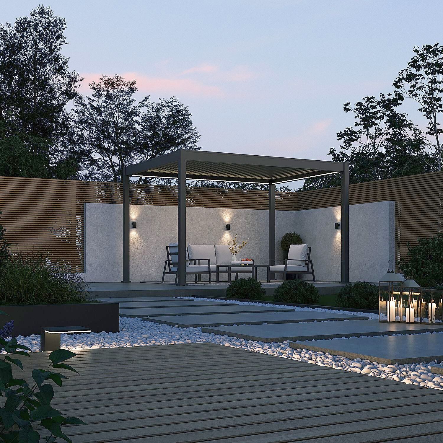 Foto van Porchenzo E-Paros aluminium overkapping 3x4 - antraciet - LED - 2de kans
