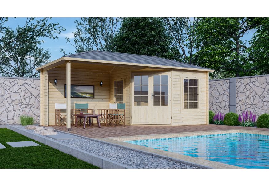 Interflex Blockhütte mit terrasse 3055 Z Plus Foto von Interflex Blockhütte mit terrasse 3055 Z Plus