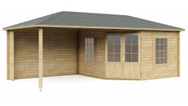 Interflex Blockhütte mit terrasse 3555 Z Plus - Imprägniert Foto von Interflex Blockhütte mit terrasse 3555 Z Plus - Imprägniert