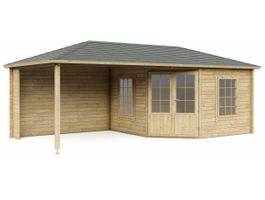 Interflex Blockhütte mit terrasse 3555 Z Plus - Imprägniert Foto von Interflex Blockhütte mit terrasse 3555 Z Plus - Imprägniert