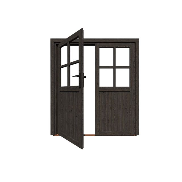 Woodacademy dubbele deur half glas - zwart