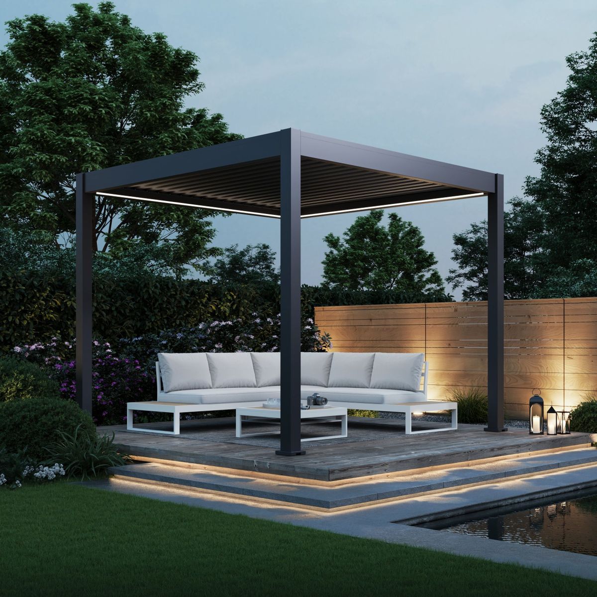 Porchenzo E-Paros aluminium pergola mit LED - Anthrazit