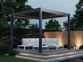 Porchenzo E-Paros aluminium pergola mit LED - Anthrazit Foto von Porchenzo E-Paros aluminium pergola mit LED - Anthrazit