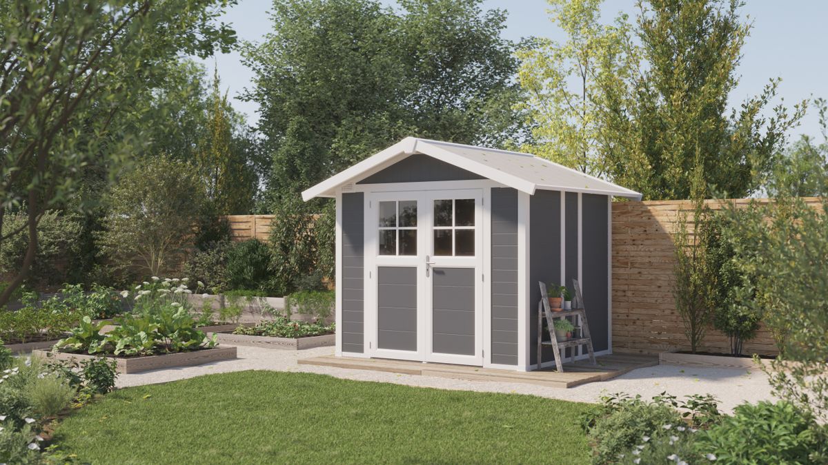 Grosfillex 22905276 DECO H4.9 kunststof tuinhuis antraciet-wit