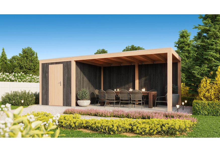 WoodAcademy Gartenhaus mit Terrasse Robijn Essential nero 580x300 cm Foto von WoodAcademy Gartenhaus mit Terrasse Robijn Essential nero 580x300 cm