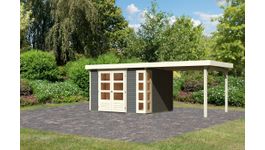 Foto von Karibu 9203 Kerko 5 Gartenhaus mit Anbaudach - Terragrau