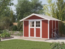 Foto von Grosfillex 23007242 DECO H7.5 - Kunststoff Gartenhaus rot-grau