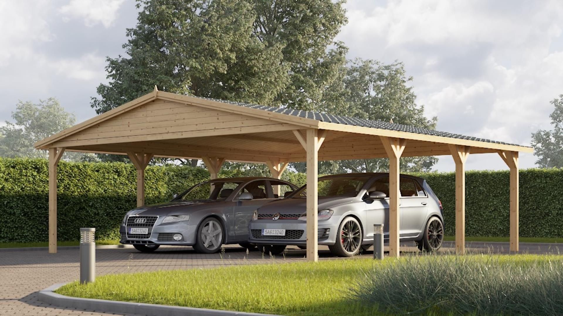 Foto van Graed houten carport Double