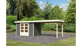 Karibu 92073 Askola 4 tuinhuis met overkapping - terragrijs Foto van Karibu 92073 Askola 4 tuinhuis met overkapping - terragrijs