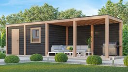 Foto van WoodAcademy tuinhuis met overkapping Nefriet Excellent nero