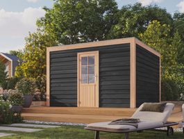 WoodAcademy houten tuinhuis Graniet Essential nero Foto van WoodAcademy houten tuinhuis Graniet Essential nero