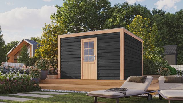 WoodAcademy houten tuinhuis Graniet Essential nero
