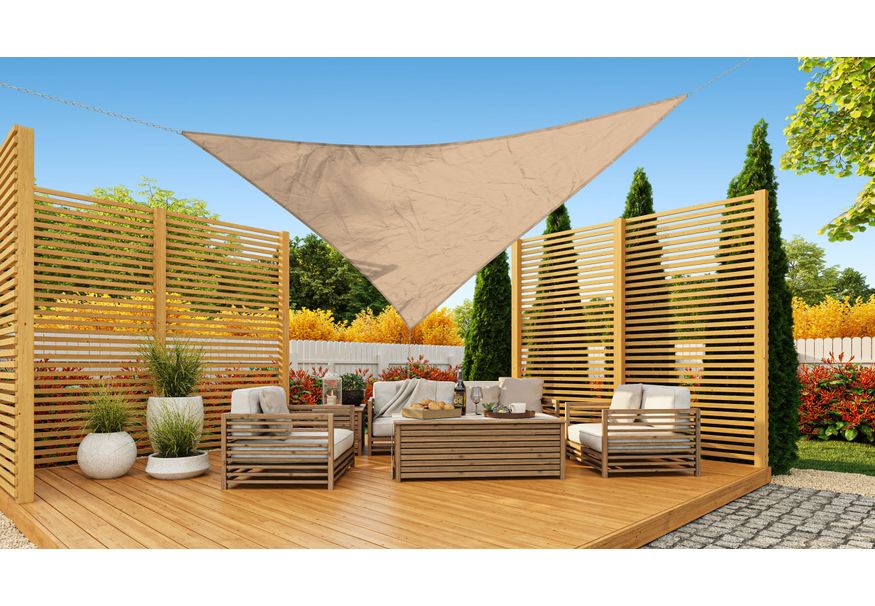 Nesling Coolfit Schaduwdoek Driehoek 360x360x360 cm Gebroken Wit (O) Foto van Nesling Coolfit Schaduwdoek Driehoek 360x360x360 cm Gebroken Wit (O)