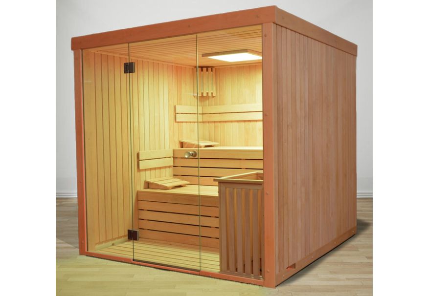 Azalp elementsauna Lumen 237x203 cm - elzen Foto von Azalp elementsauna Lumen 237x203 cm - elzen